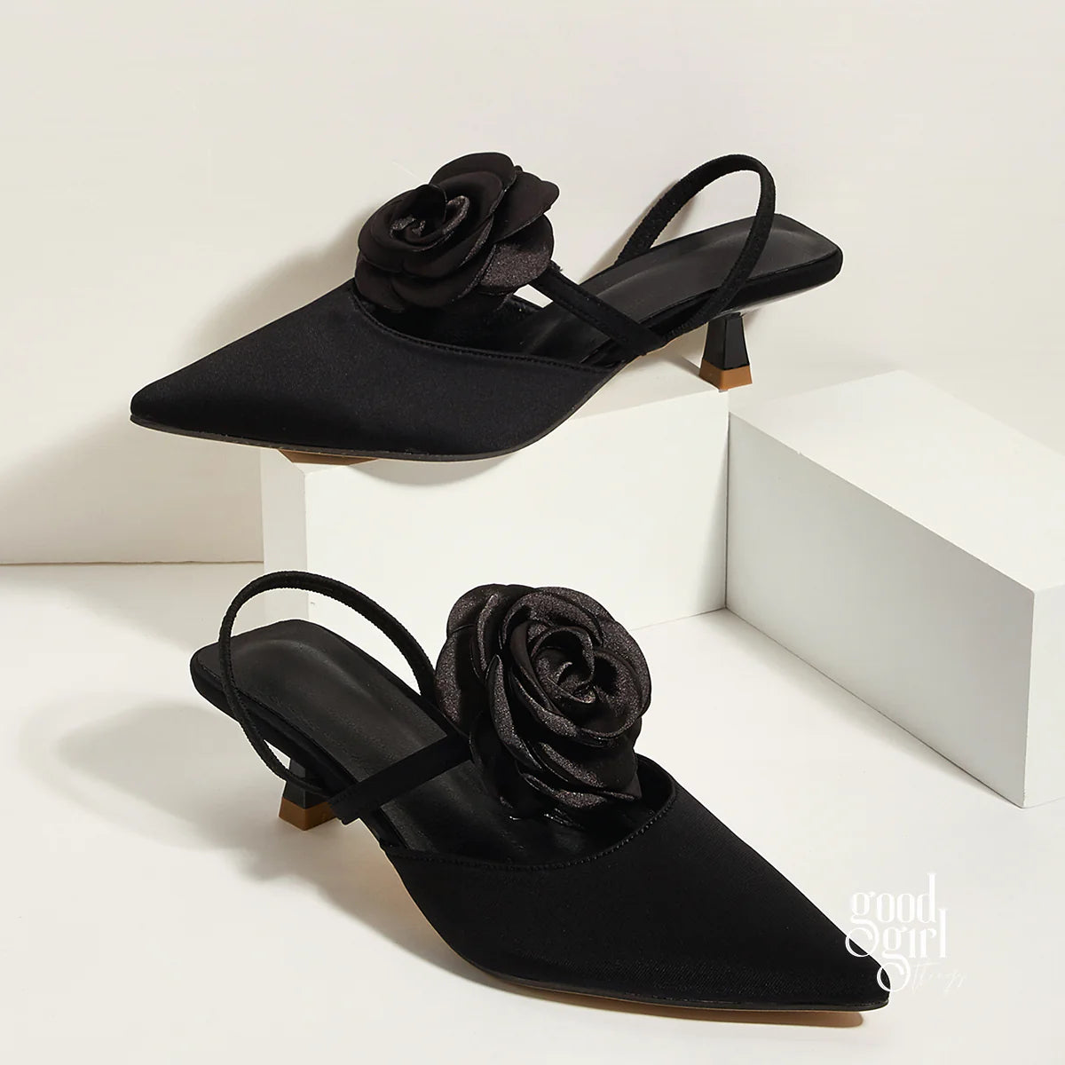 Navia Satin Stiletto Mules