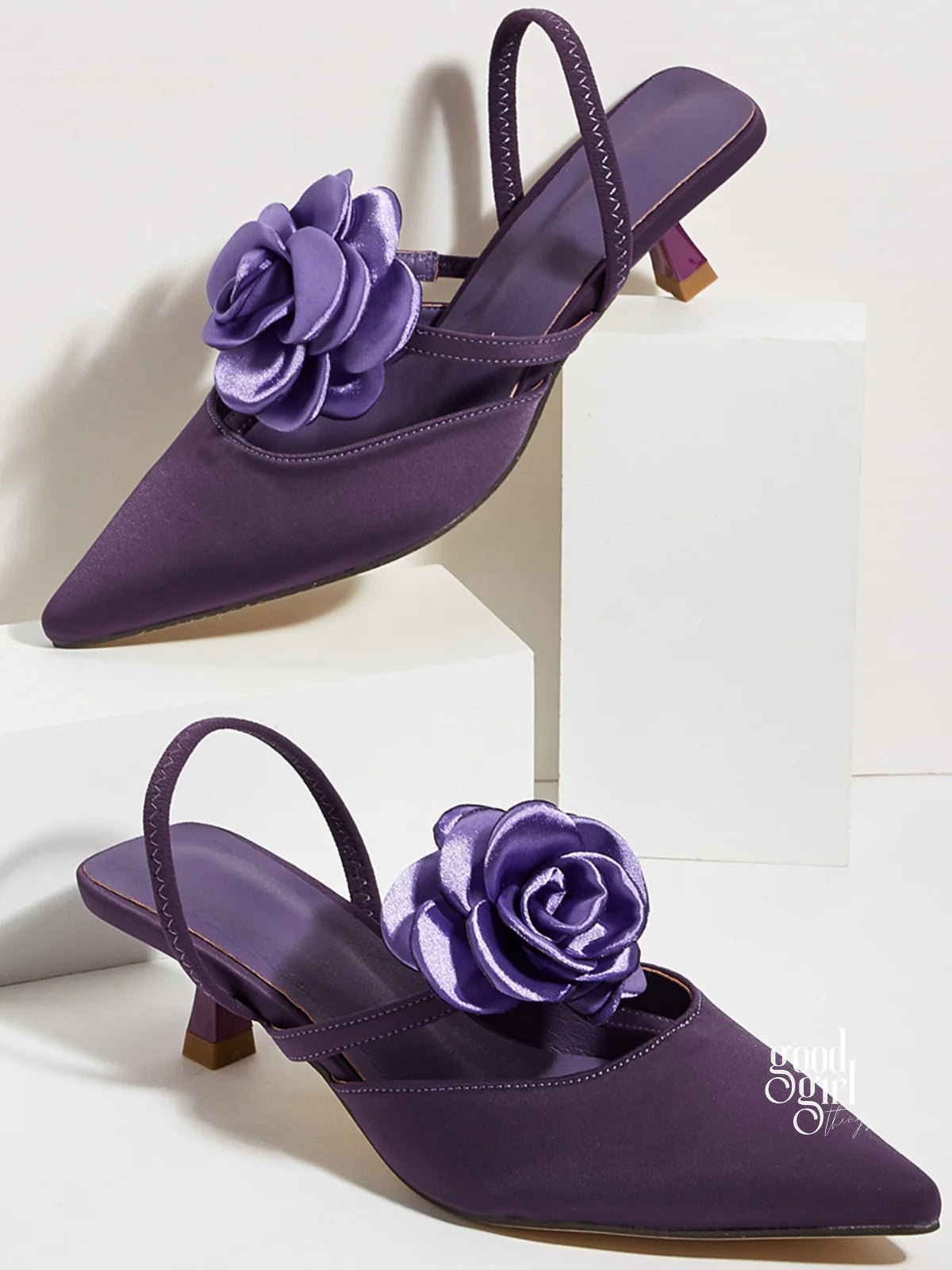 Navia Satin Stiletto Mules