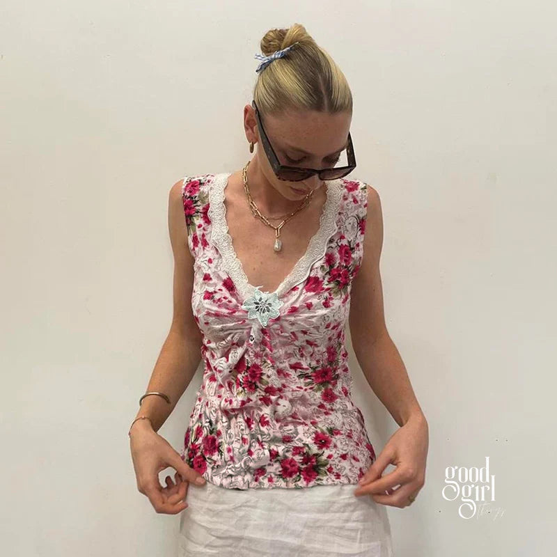 Naya Floral Lace Vest Top