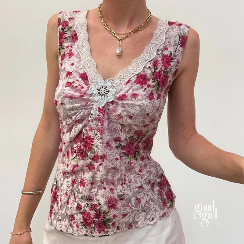 Naya Floral Lace Vest Top