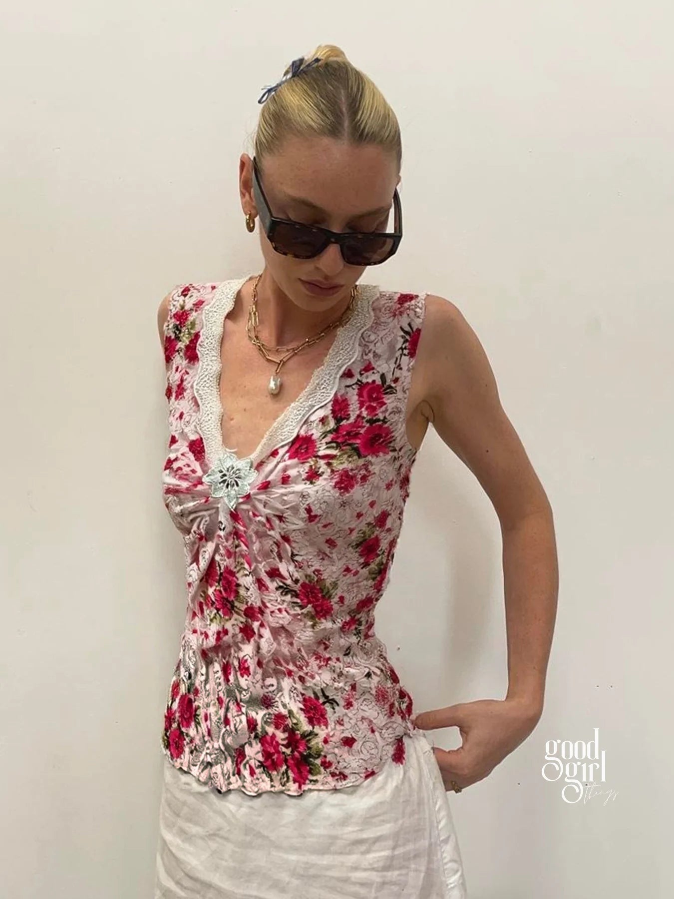 Naya Floral Lace Vest Top