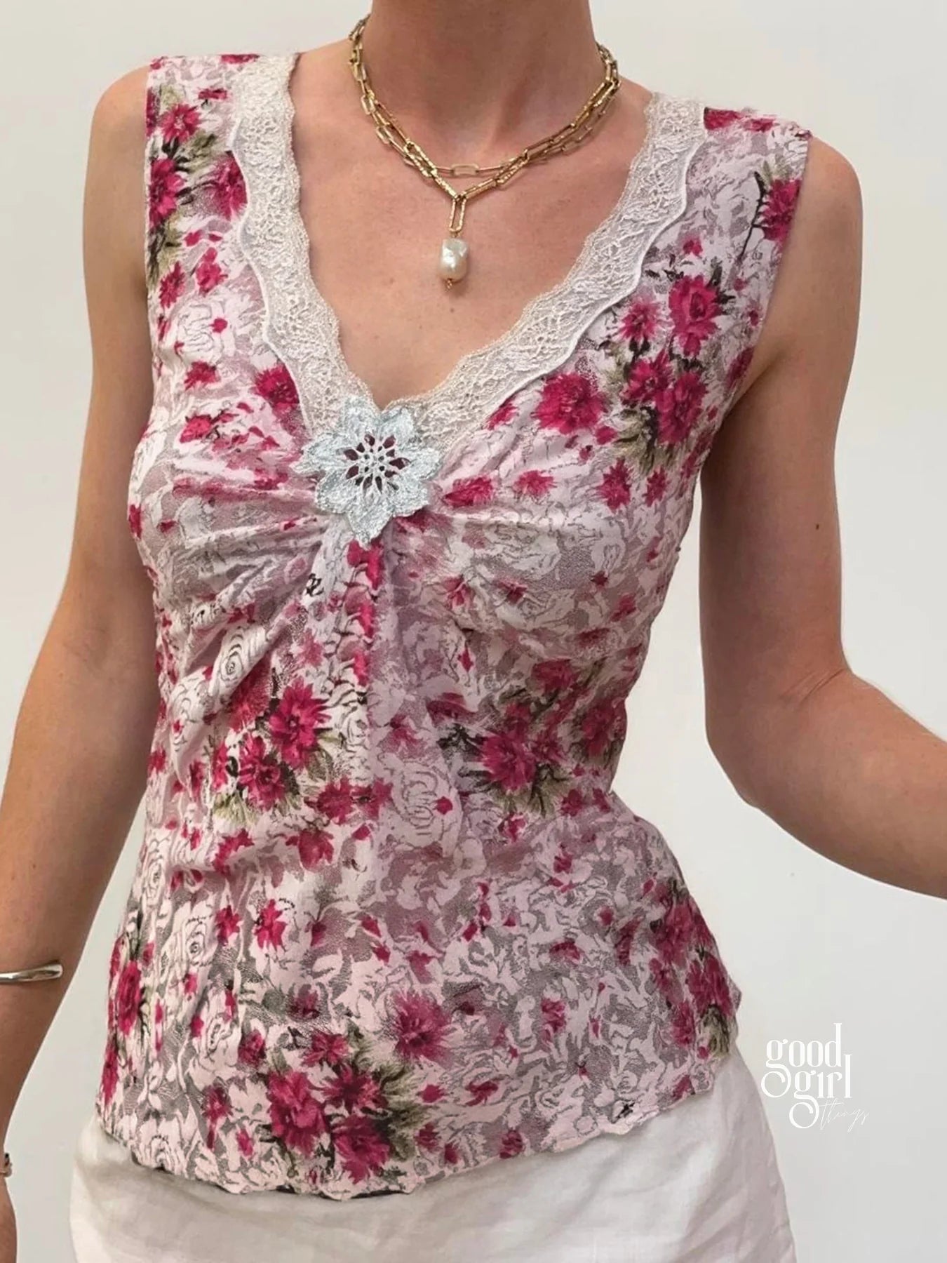 Naya Floral Lace Vest Top