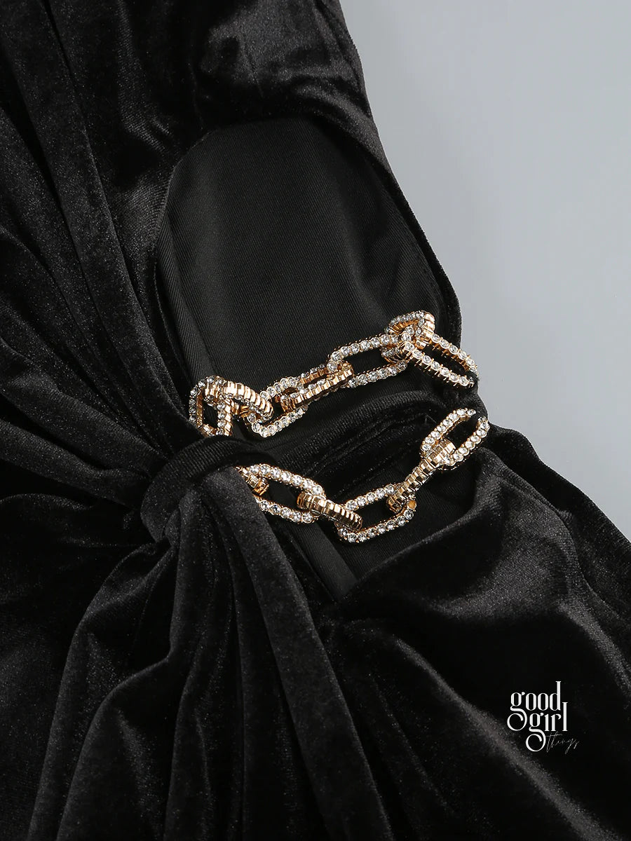 Niylah Pearl Velvet Maxi Dress