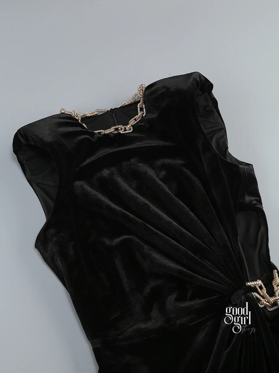 Niylah Pearl Velvet Maxi Dress