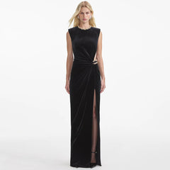Niylah Pearl Velvet Maxi Dress