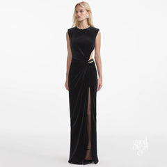 Niylah Pearl Velvet Maxi Dress