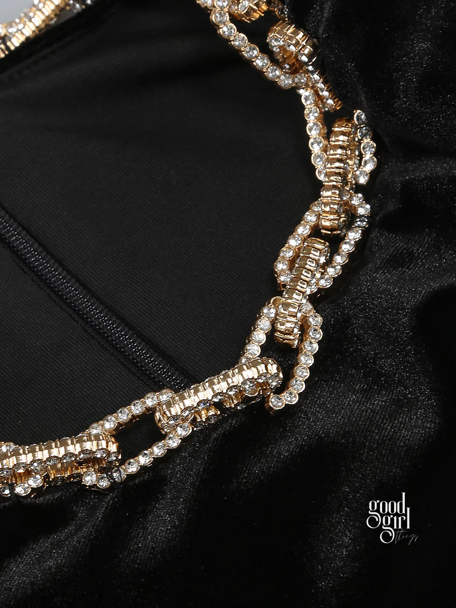 Niylah Pearl Velvet Maxi Dress