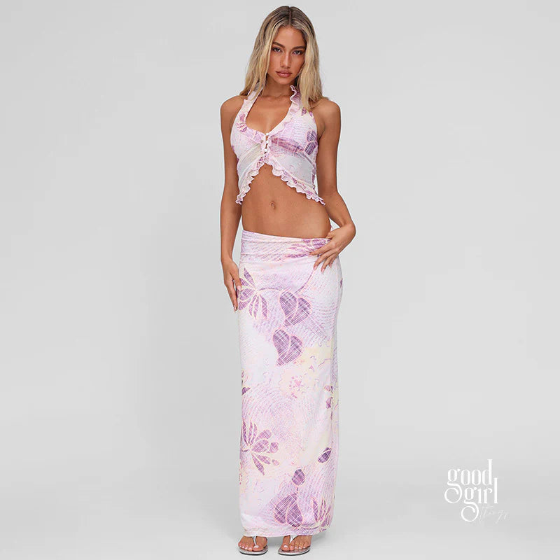 Pippa Floral Mesh Skirt Set