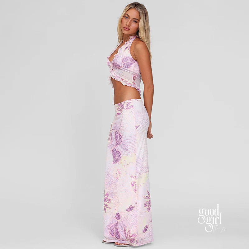 Pippa Floral Mesh Skirt Set