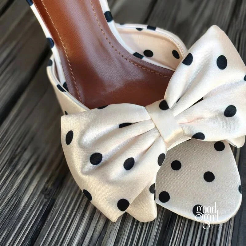 Polka Dot Bow Stiletto Heels