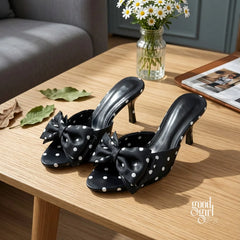 Polka Dot Bow Stiletto Heels