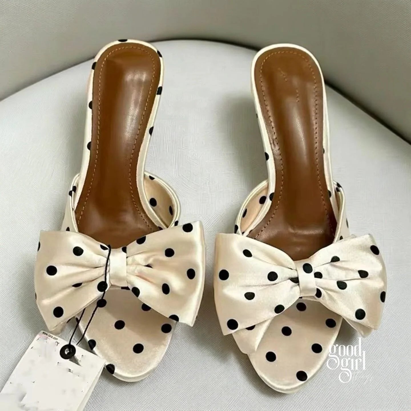 Polka Dot Bow Stiletto Heels