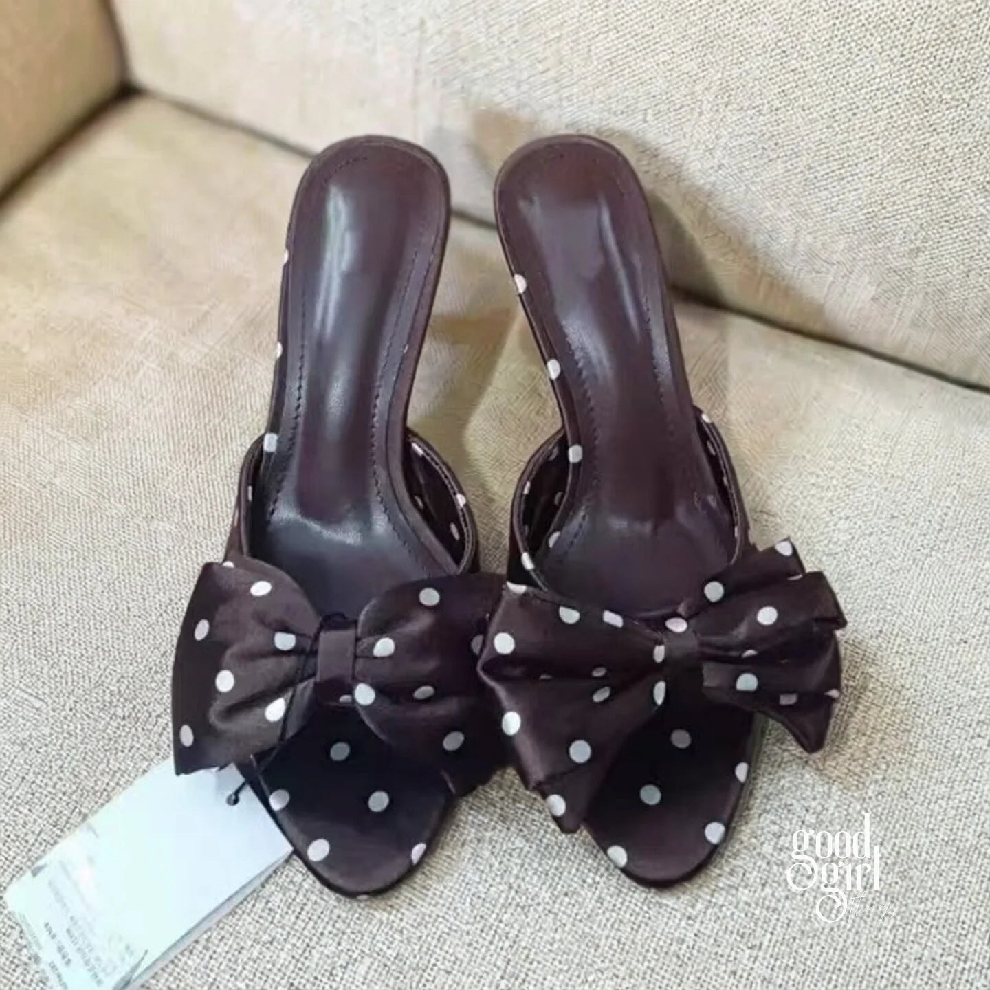 Polka Dot Bow Stiletto Heels