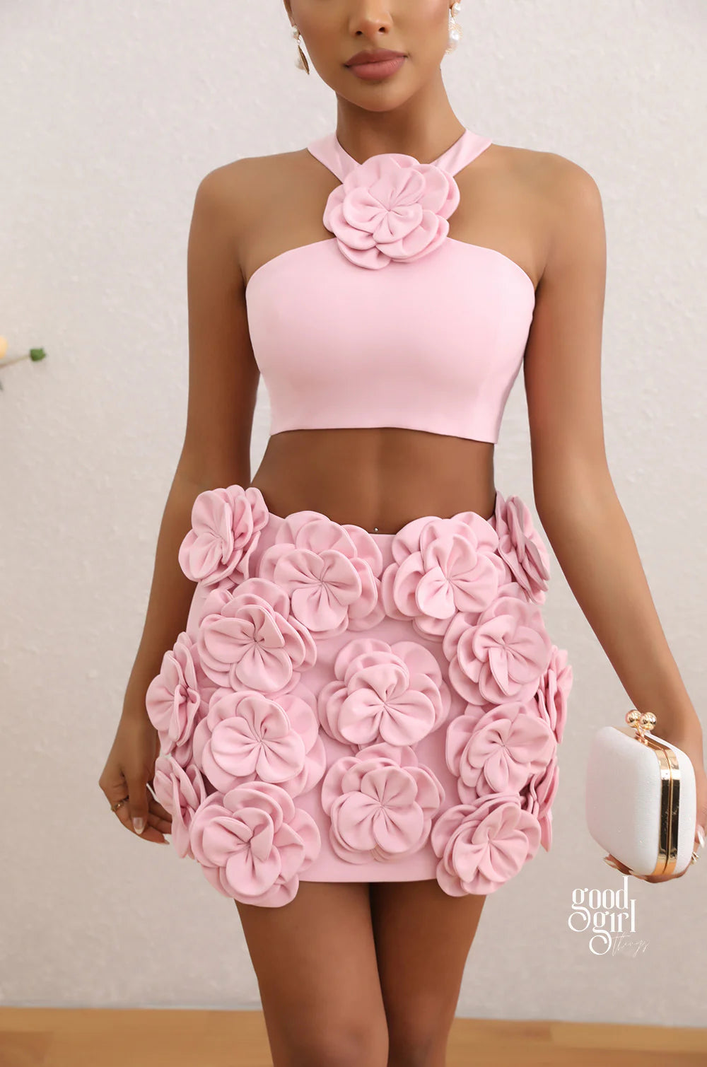 Prisha Floral Halter Skirt Set