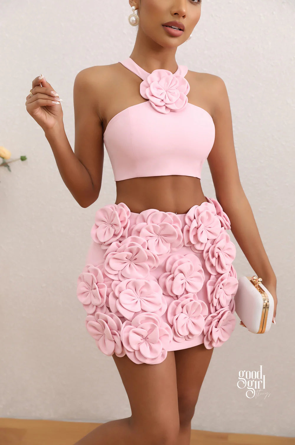 Prisha Floral Halter Skirt Set