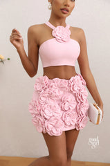 Prisha Floral Halter Skirt Set