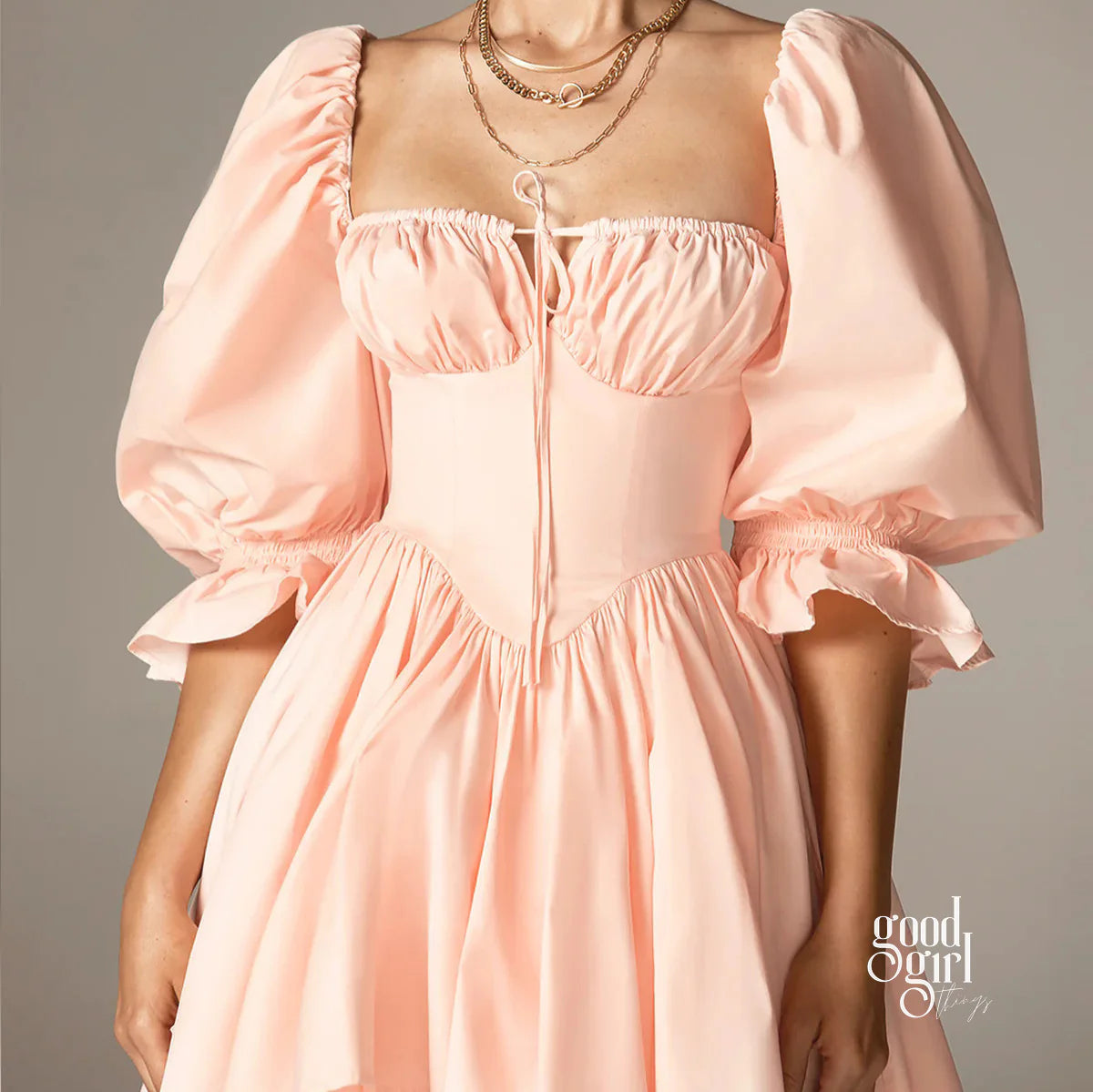 Ryver Square Neck Puff Sleeve Mini Dress