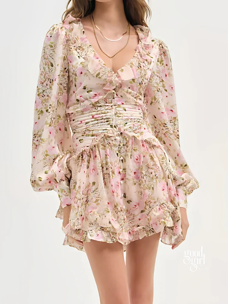 Saida Floral Ruffle Mini Dress