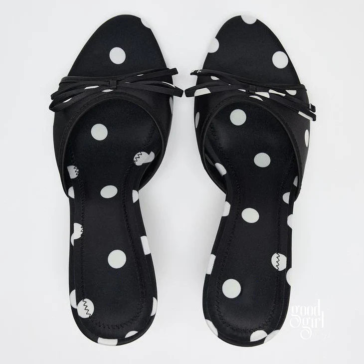 Satin Bow Pointed Toe Mules