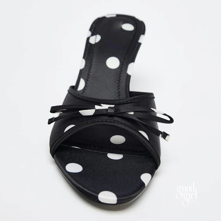 Satin Bow Pointed Toe Mules