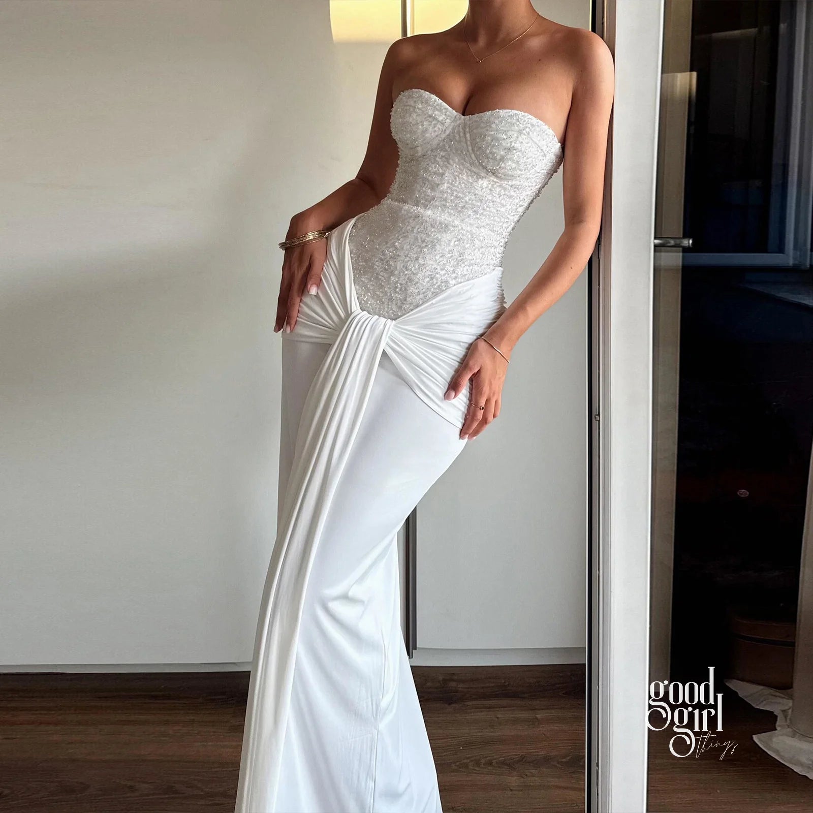 Sequin Strapless Maxi Dress