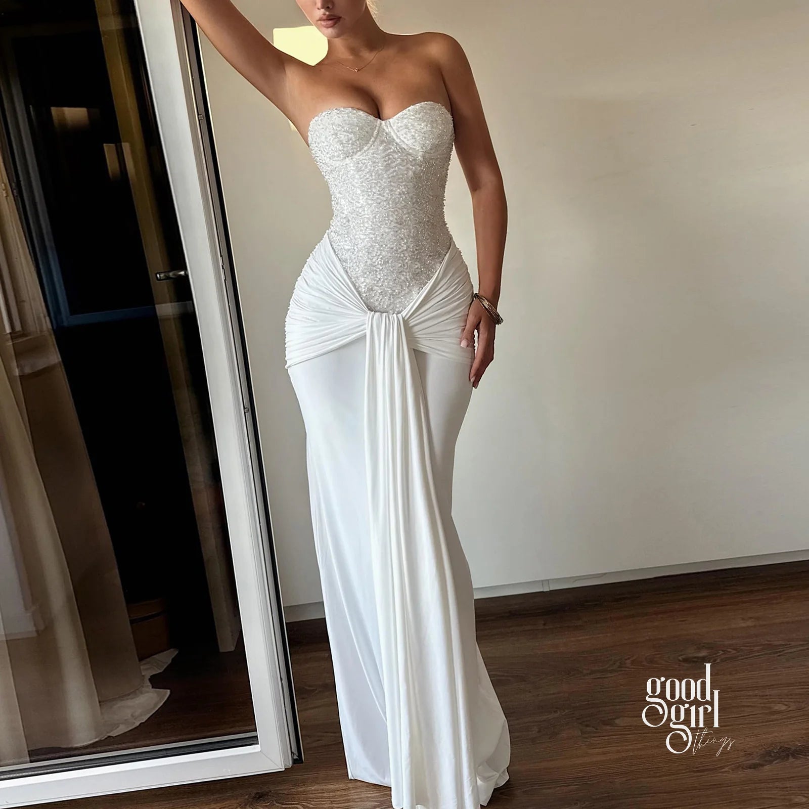 Sequin Strapless Maxi Dress
