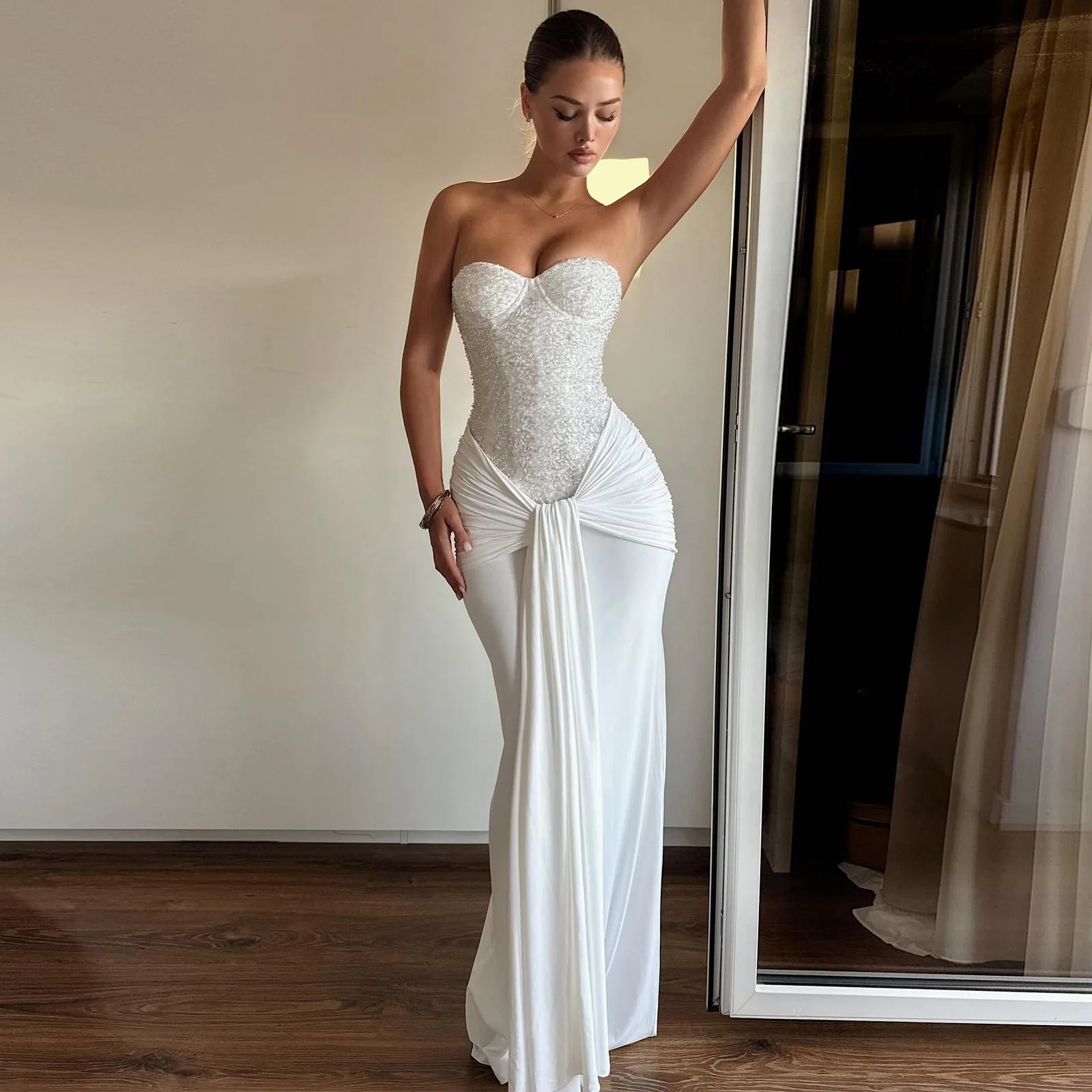 Sequin Strapless Maxi Dress