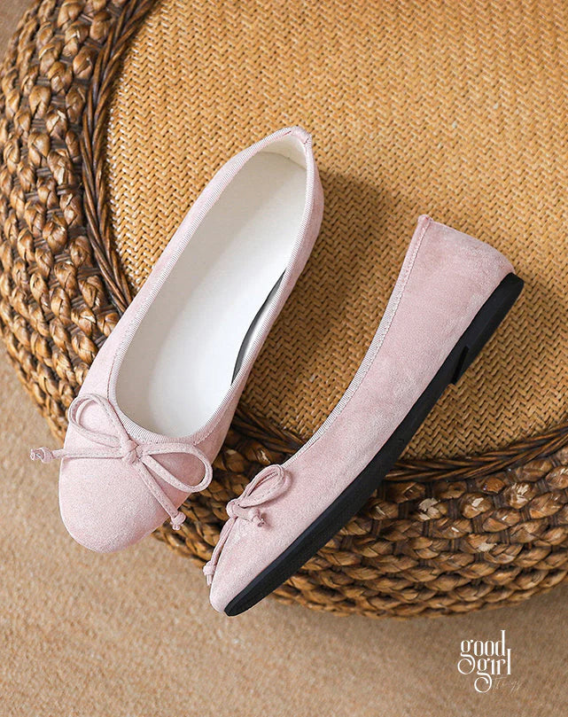 Siena Bow Velvet Ballet Flats