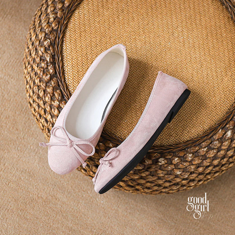 Siena Bow Velvet Ballet Flats