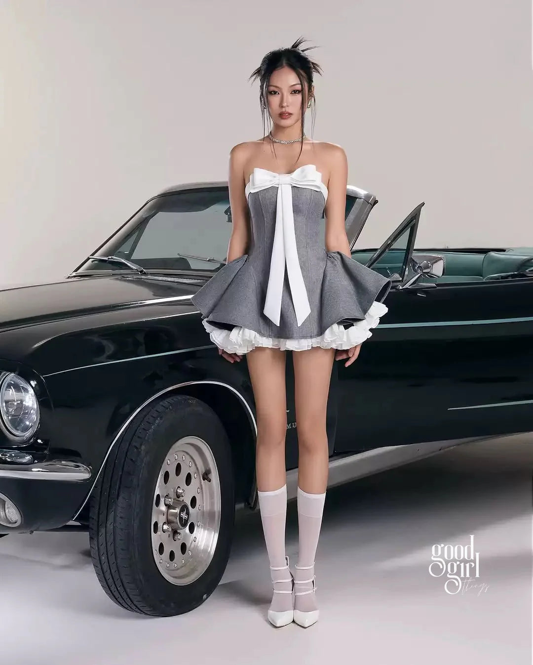 Strapless Bow Mini Dress