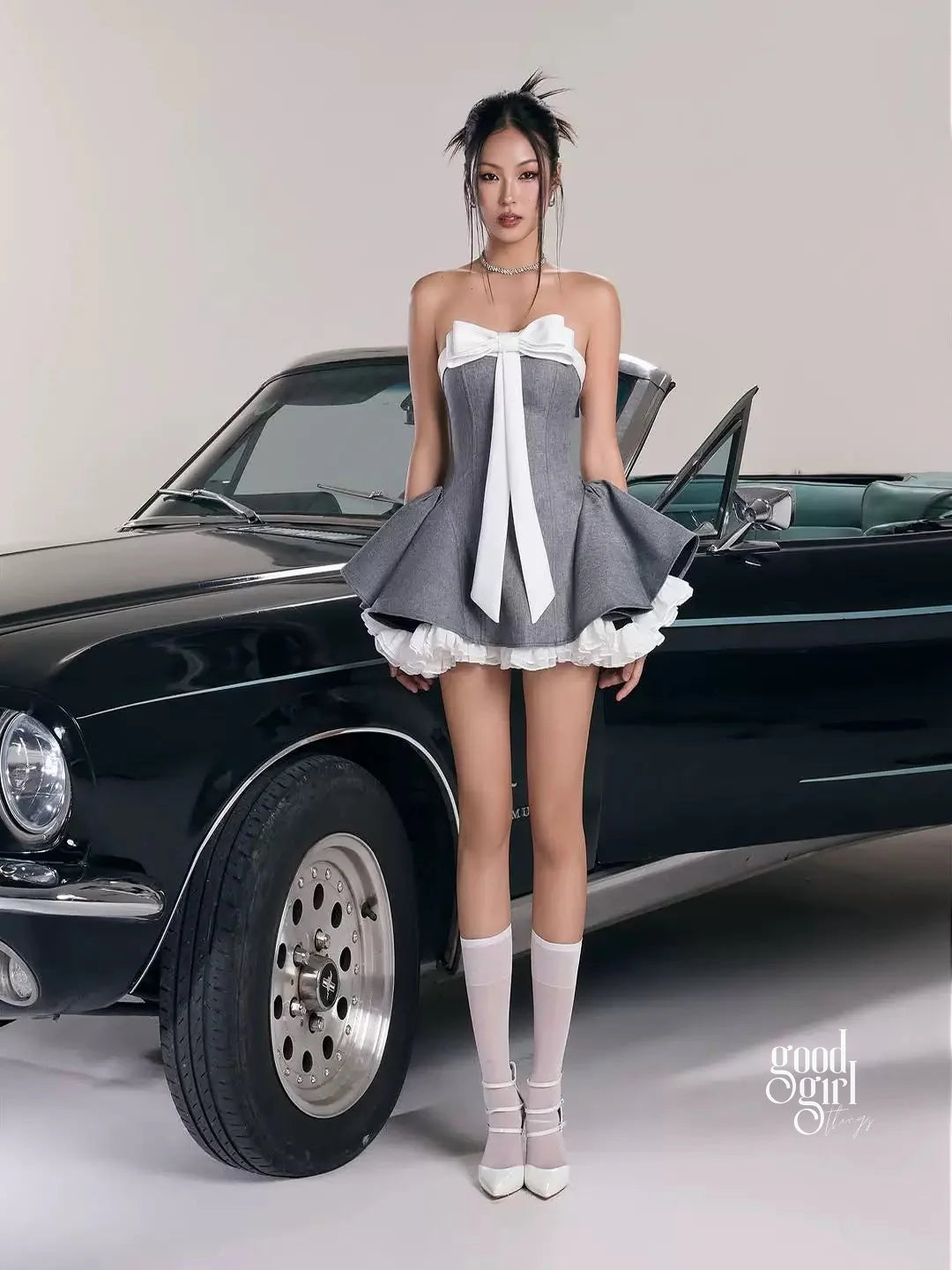 Strapless Bow Mini Dress