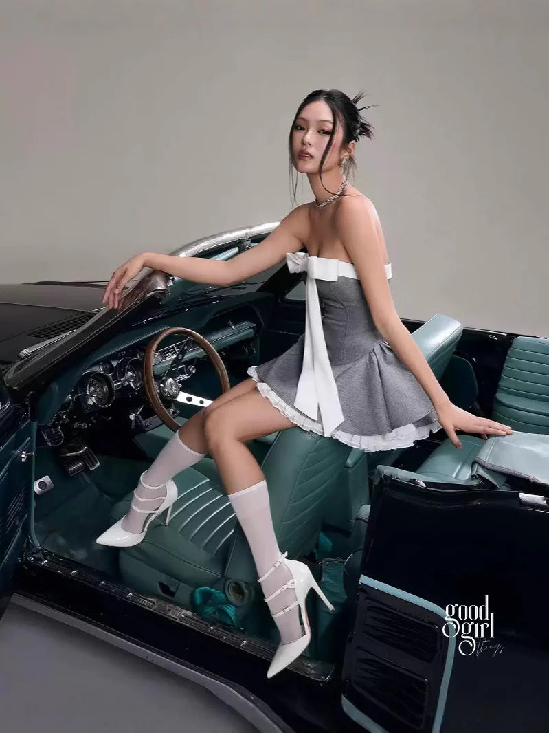 Strapless Bow Mini Dress