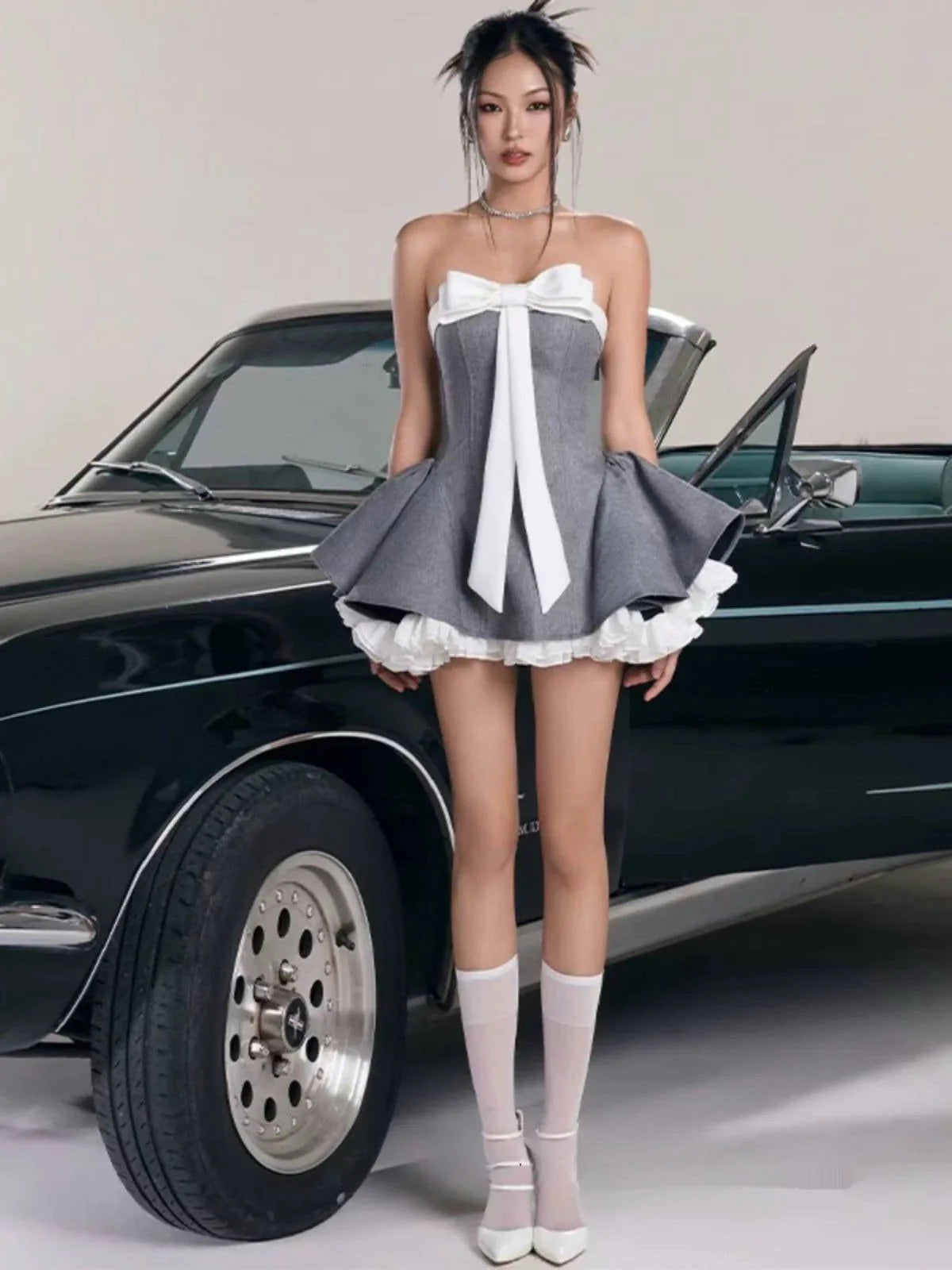 Strapless Bow Mini Dress