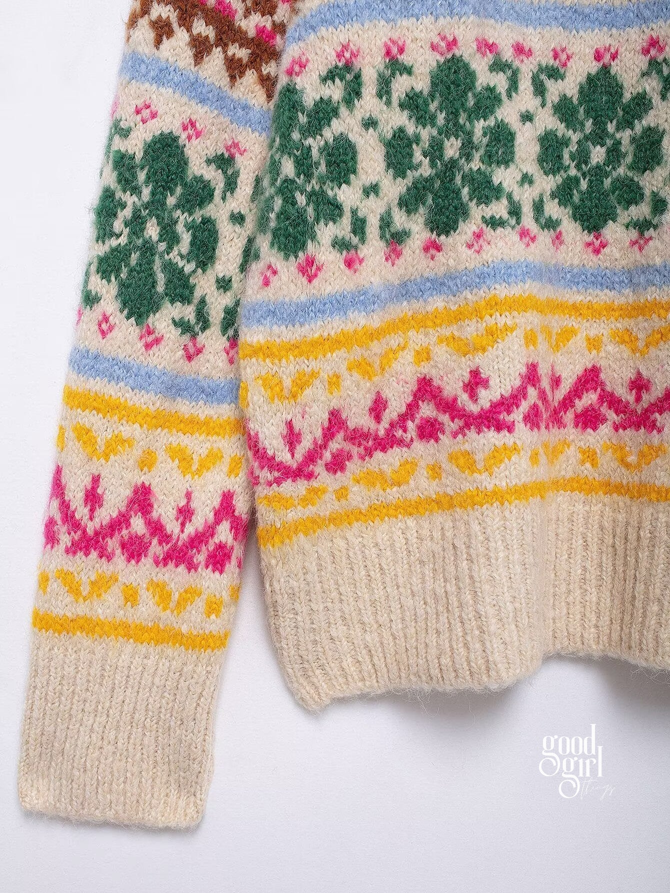 Terri Contrasting Jacquard Sweater
