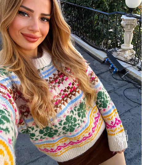 Terri Contrasting Jacquard Sweater