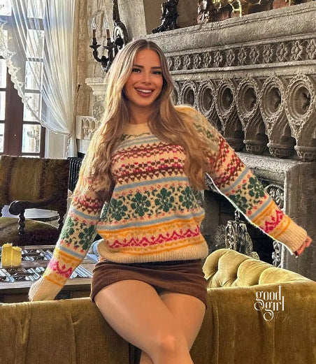 Terri Contrasting Jacquard Sweater