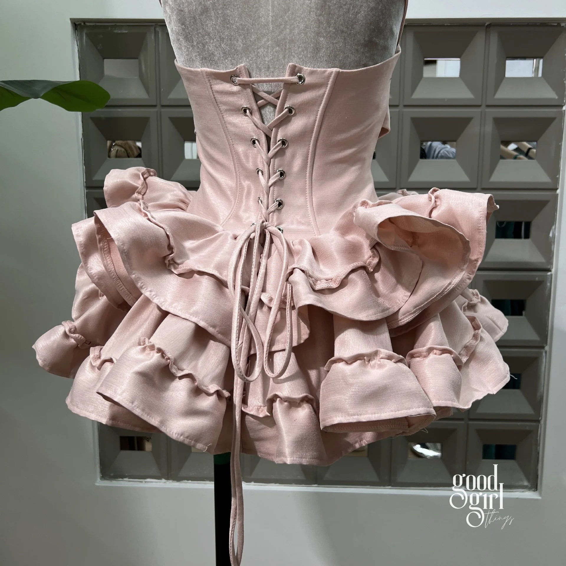Tiered Halter Skirt Set - Light Pink