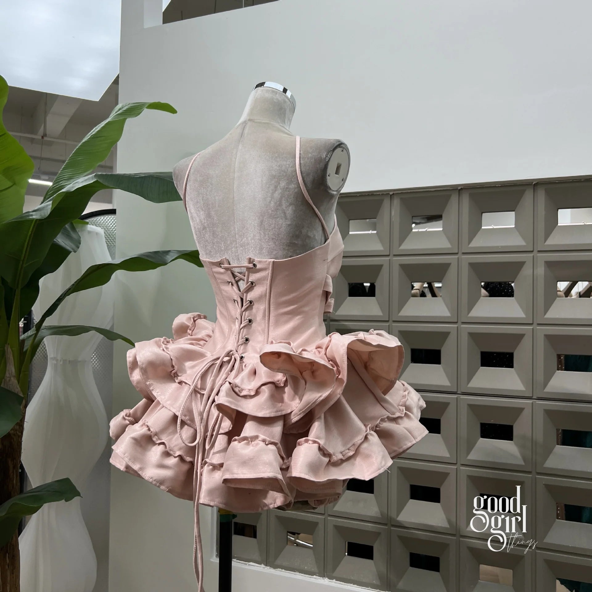 Tiered Halter Skirt Set - Light Pink