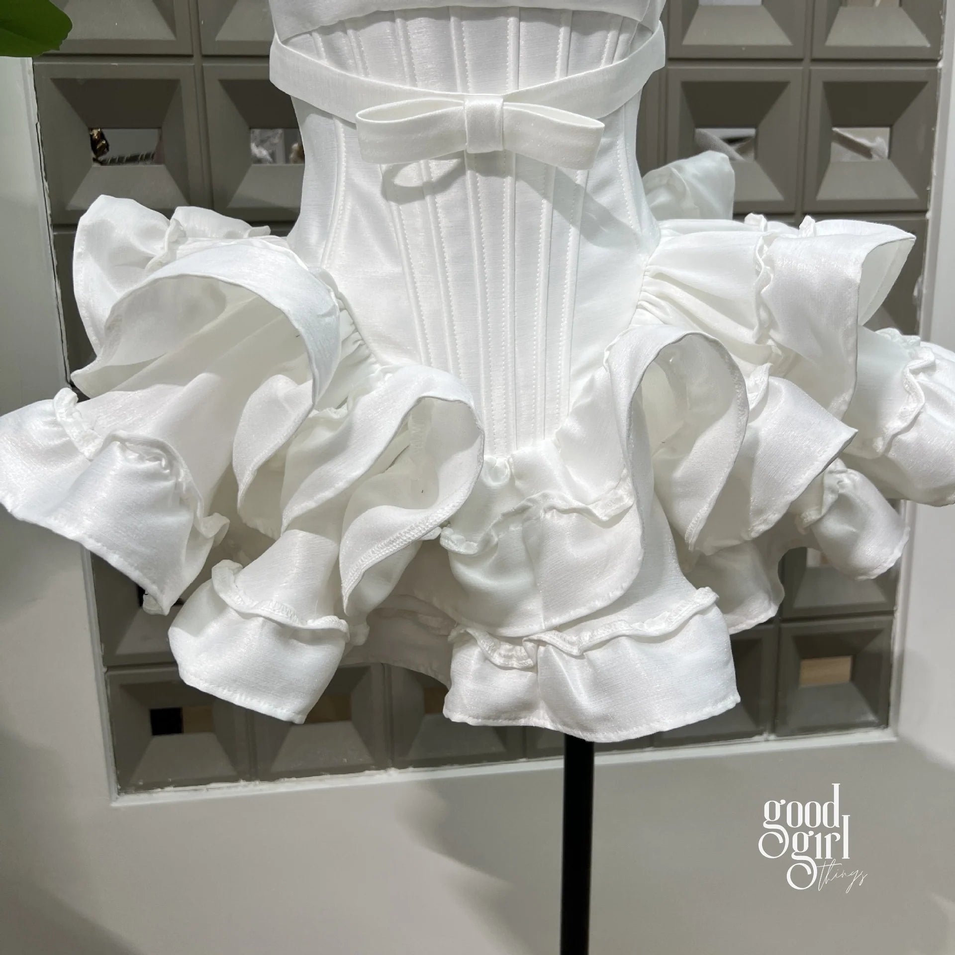 Tiered Halter Skirt Set - White