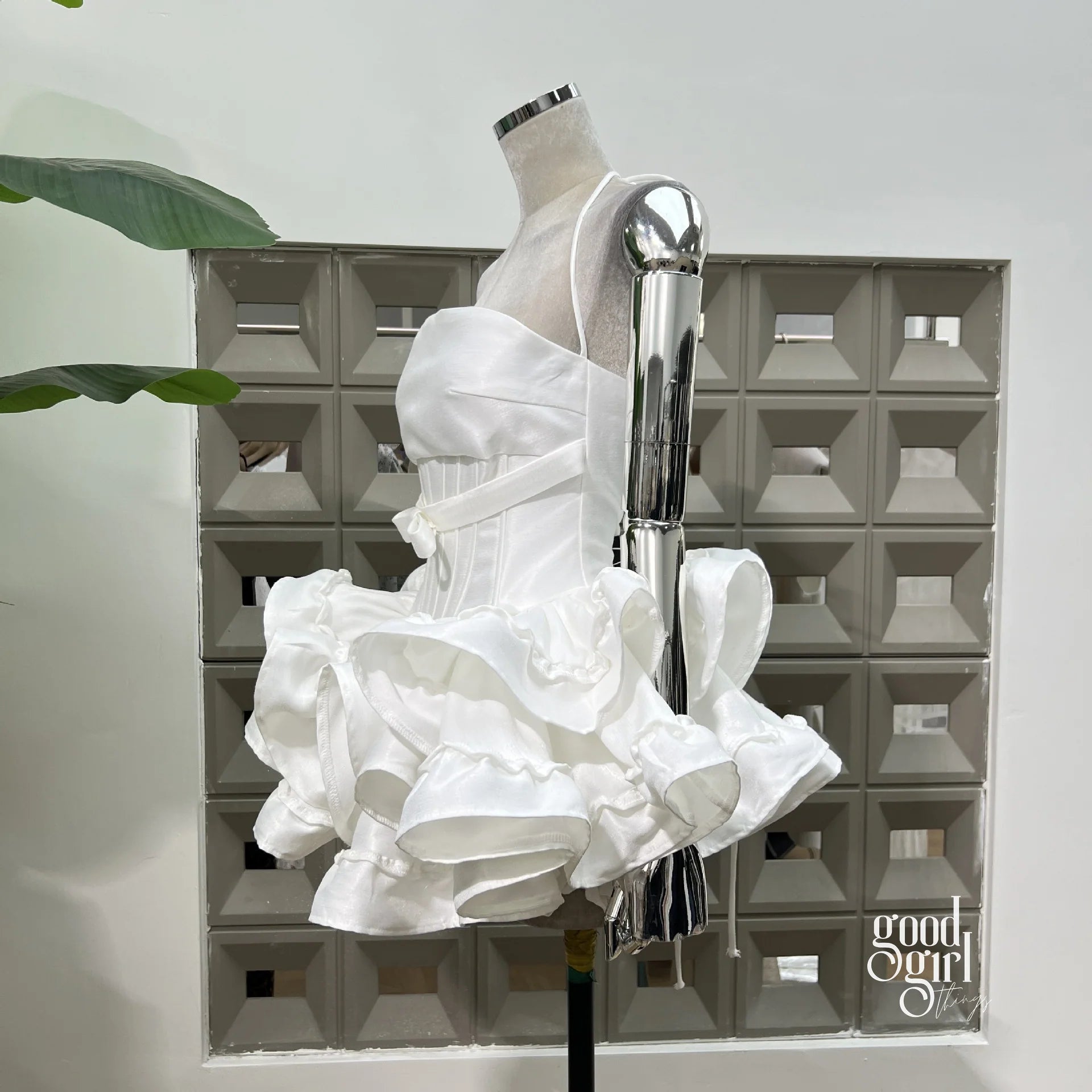 Tiered Halter Skirt Set - White
