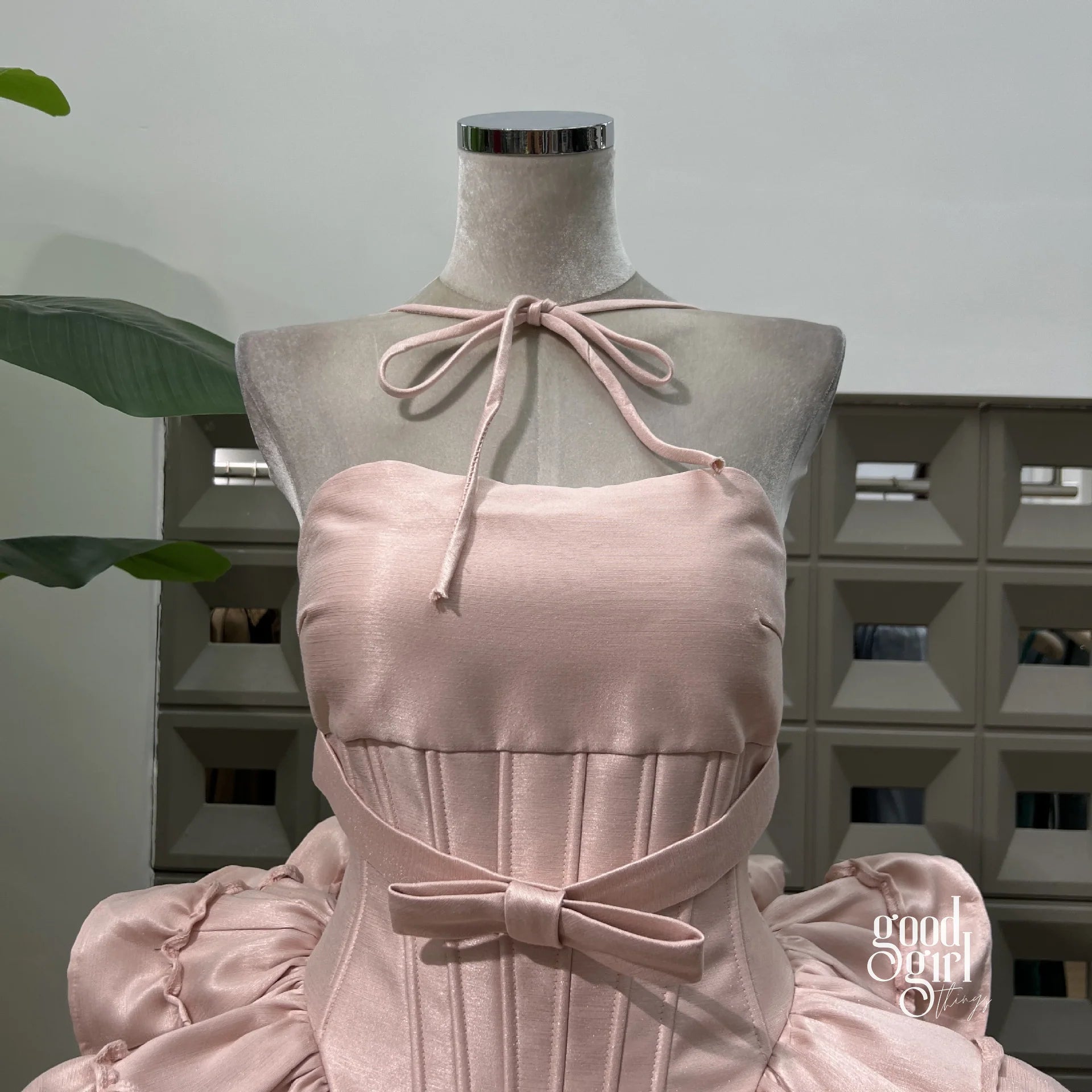 Tiered Halter Skirt Set - Light Pink