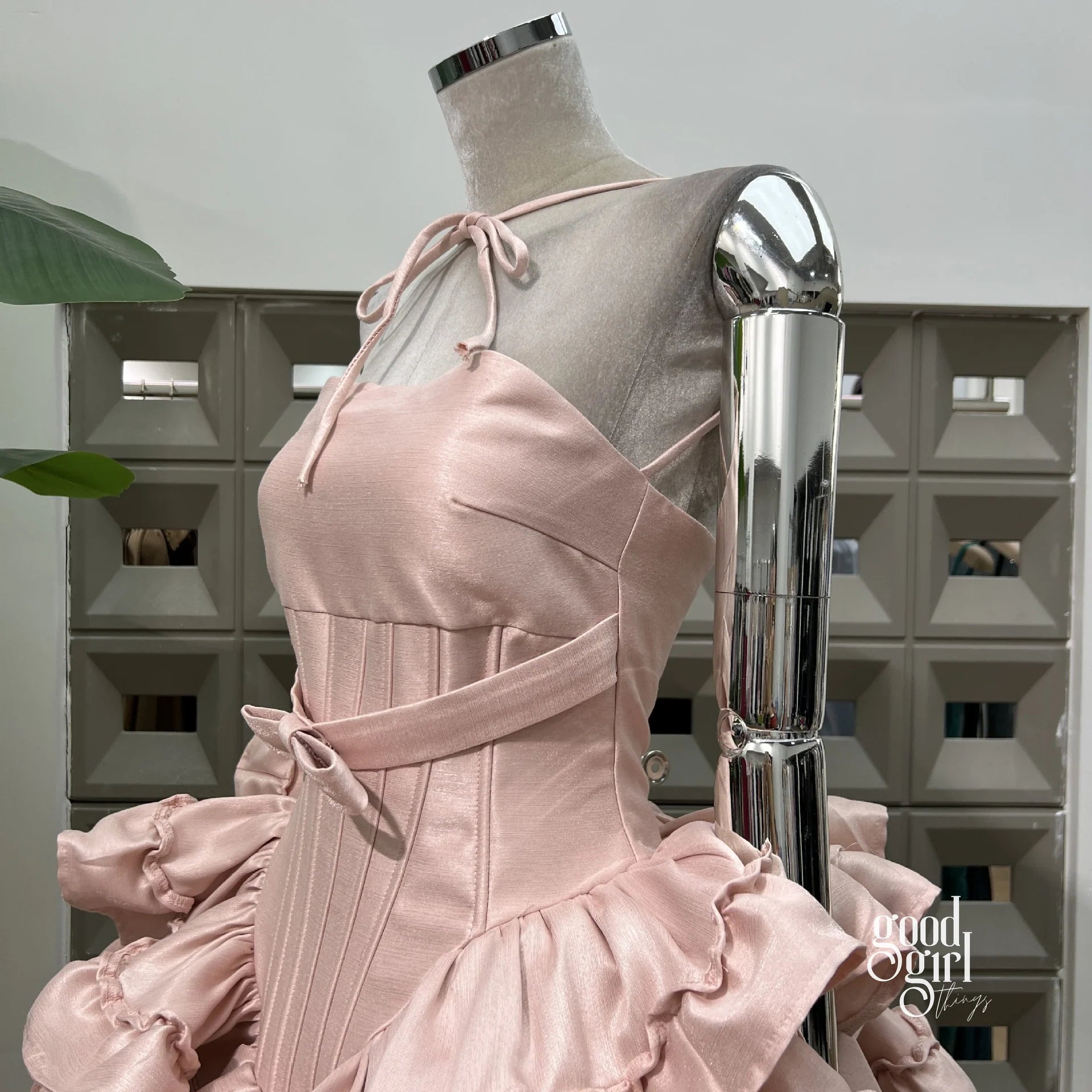 Tiered Halter Skirt Set - Light Pink