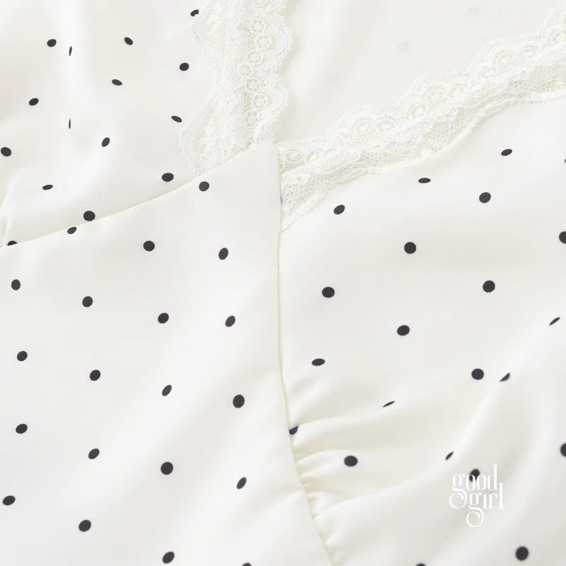 Vedika Polka Dot Puff Sleeve Midi Dress
