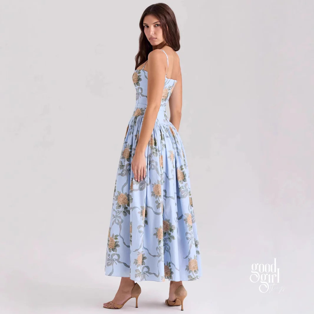 Yasmeen Blue Floral Midi Dress