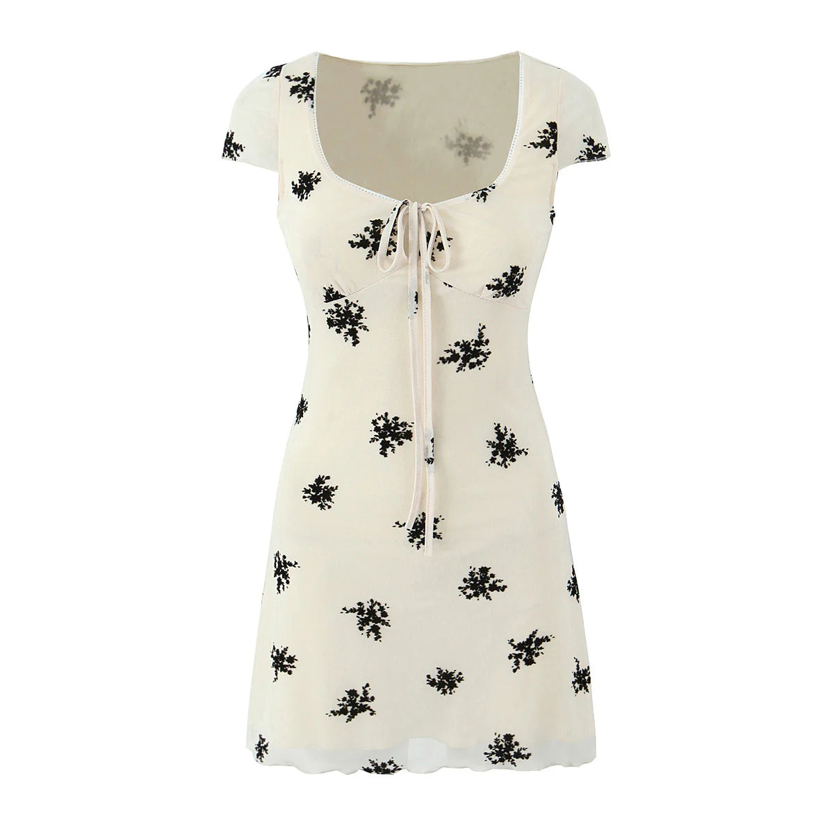 Zamzam Flocked Lace Mini Dress