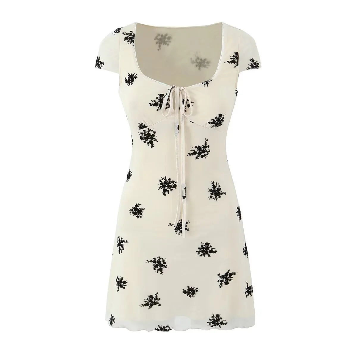 Zamzam Flocked Lace Mini Dress