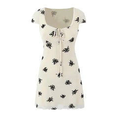Zamzam Flocked Lace Mini Dress