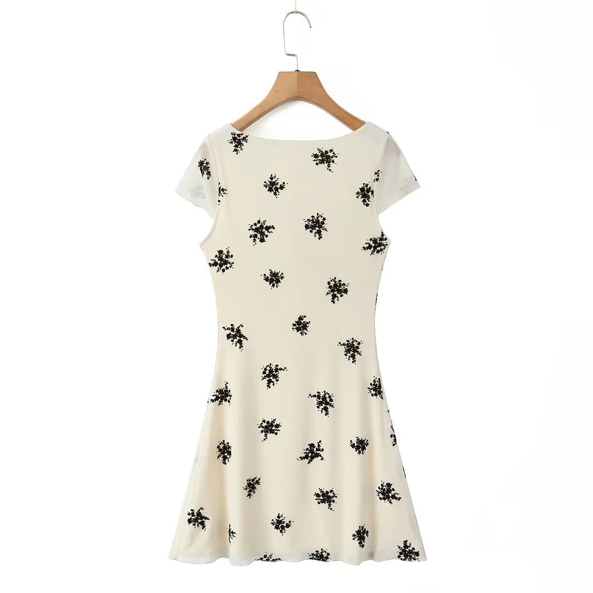 Zamzam Flocked Lace Mini Dress