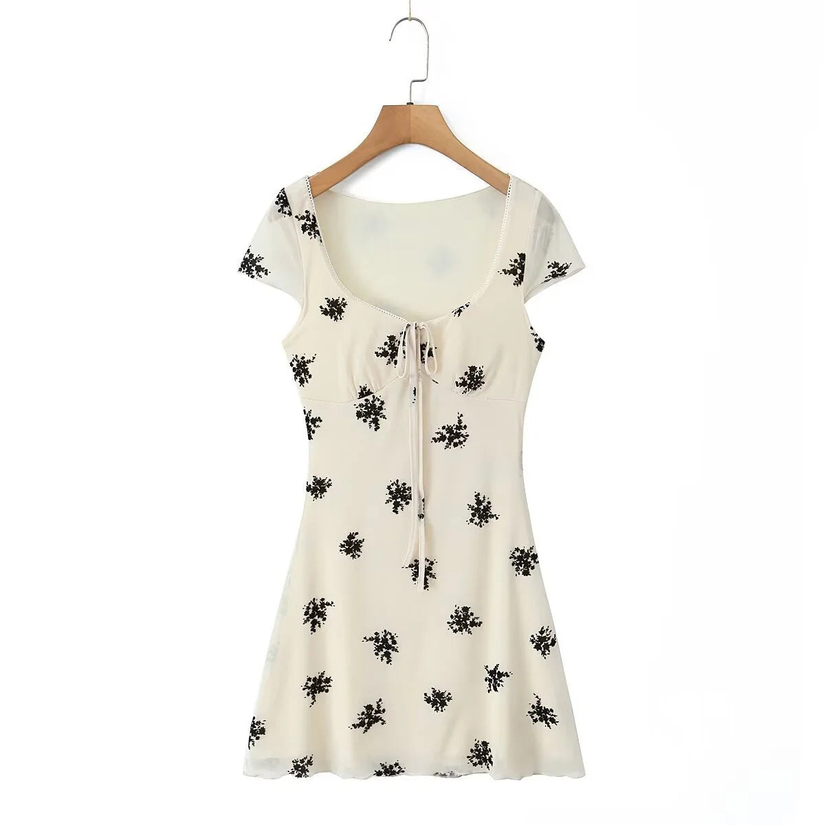 Zamzam Flocked Lace Mini Dress