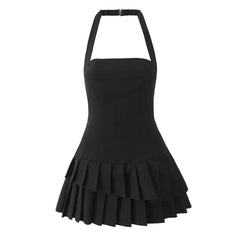Zaniah Halter Pleated Mini Dress